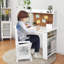 Ensemble de bureau et chaise pour enfants, table d'étude en bois avec tablettes de rangement et babillard, bureau d'apprentissage pour enfants et table d'écriture