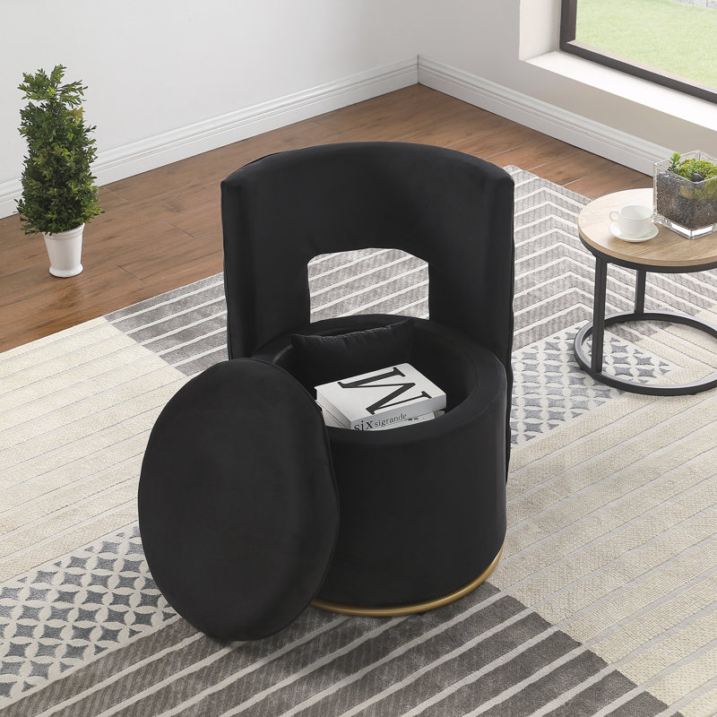 Fauteuil d'appoint pivotant à 360 ° avec fonction de rangement, Noir