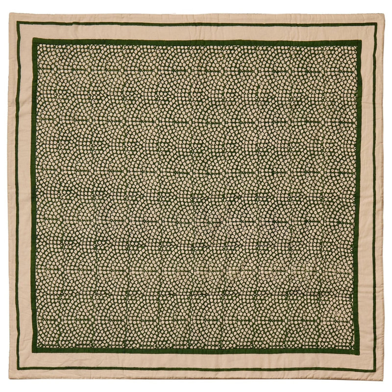 Ludington Cotton Blend Abstract Bedspread, Fern Green