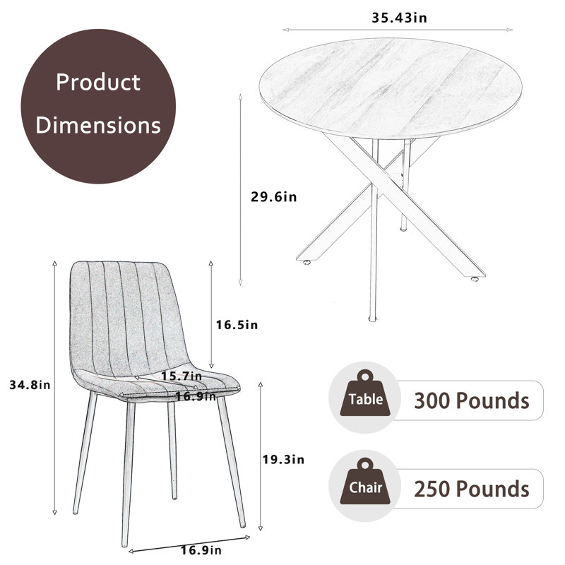 Ensemble de table de salle à manger 5 pièces avec 4 chaises en velours, Vert, H 30 po x L 36 po x l 36 po