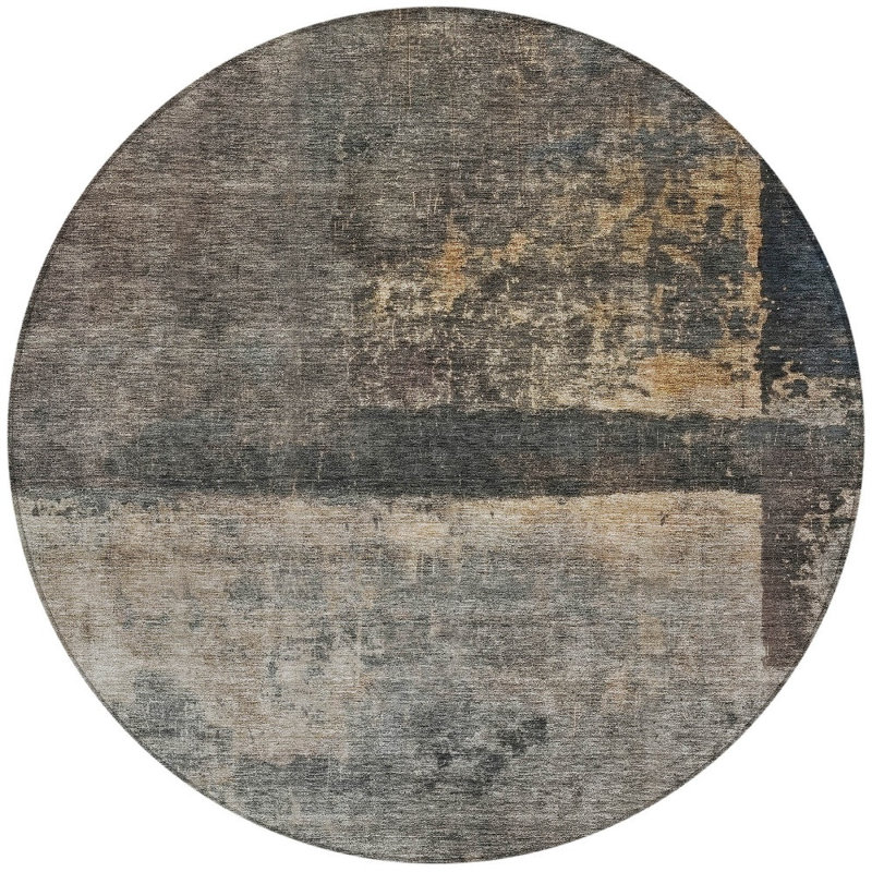 Tapis rond noir et beige 8 po