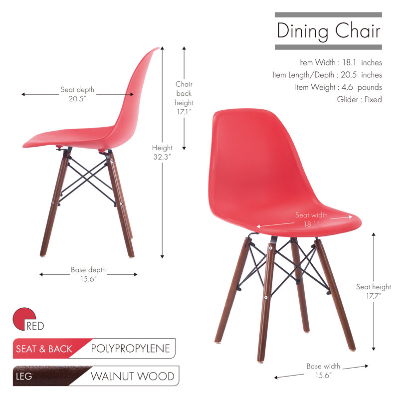 18'' H Side Chair, 4, Red