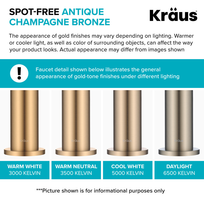 KRAUS Oletto Touchless Sensor Pull-Down Single Handle Kitchen Faucet, Spot Free Antique Champagne Bronze