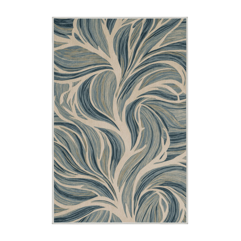 Machine Washable Nature Green Area Rug, Rectangle 5' x 8'