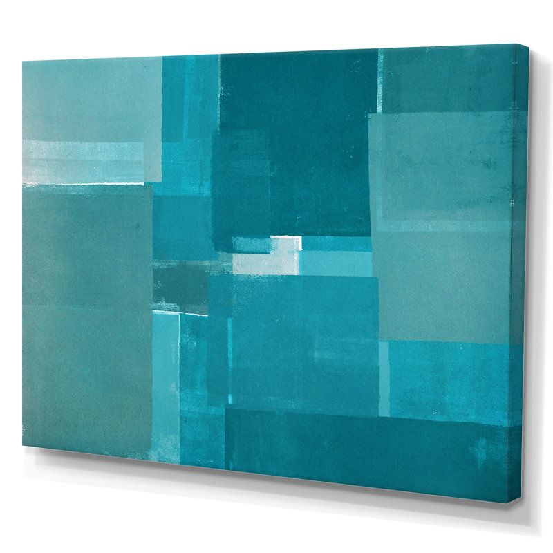 Teal Modern Art - reproduction d'art sur toile, H 8 po x l 12 po x P 1 po, Toile tendue