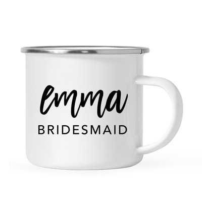 Stainless Steel Personalized Wedding Party Campfire Mug Gift, Bridesmaid Emma, 1-Pack, Metal Enamel Outdoors Campfire Camping Camp Cup Present Ideas