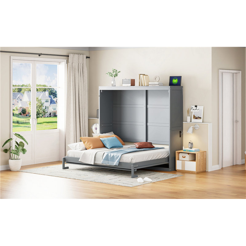 Lit escamotable Murphy, Gris, Lit double