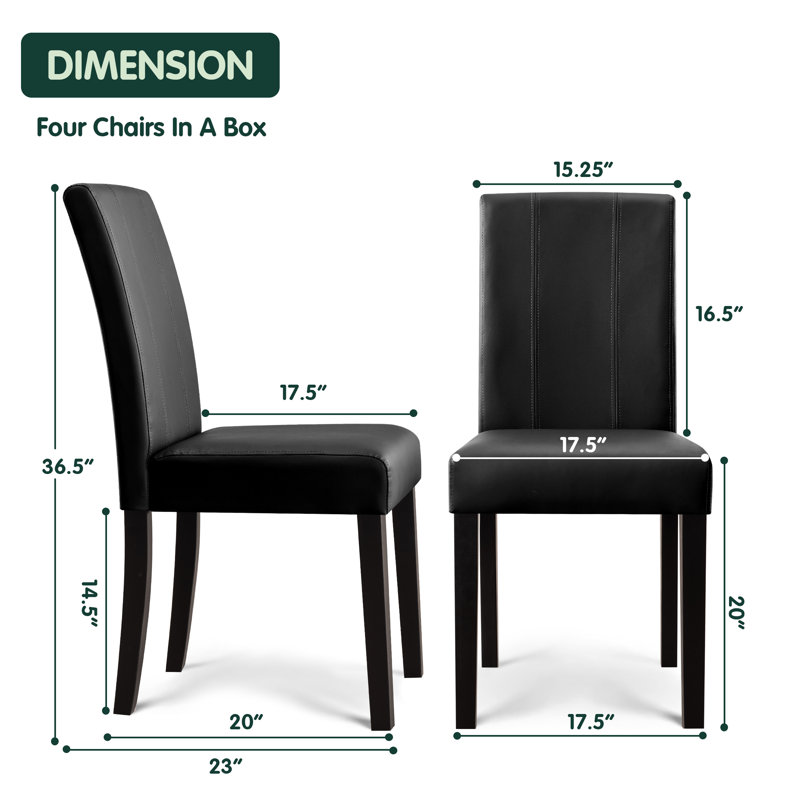 Anirvin Faux Leather Waterproof Upholstered Dining Chair, Black
