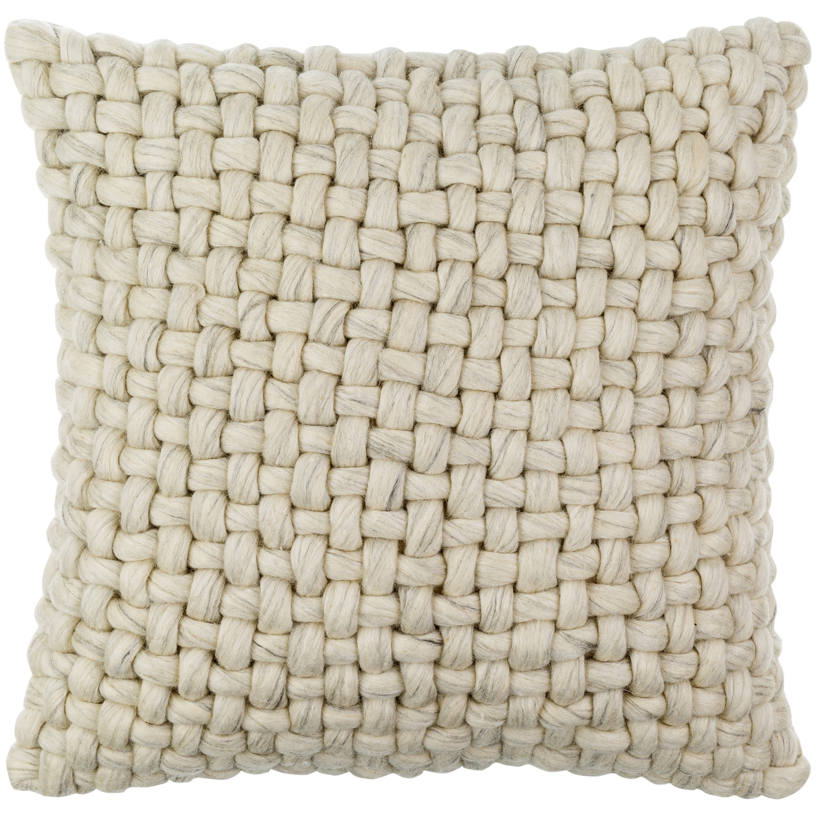 Belel Wool, Cotton Throw Pillow, Polyester/Polyfill, 20" x 20", Taupe