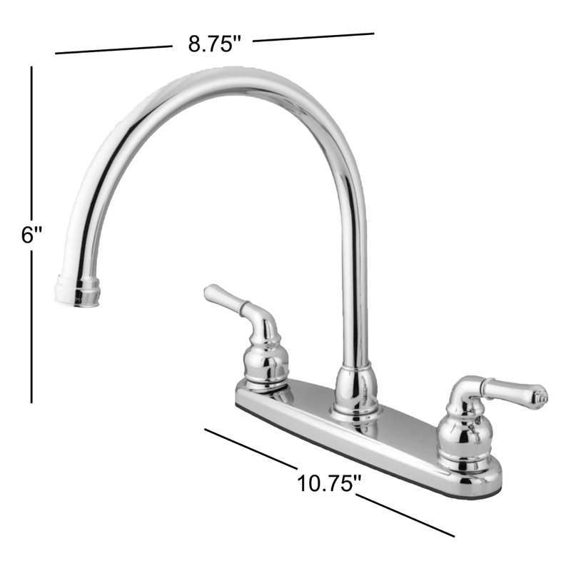 Kingston Brass Magellan Two-Handle 2-Hole 8" Centerset Kitchen Faucet, Polished Chrome