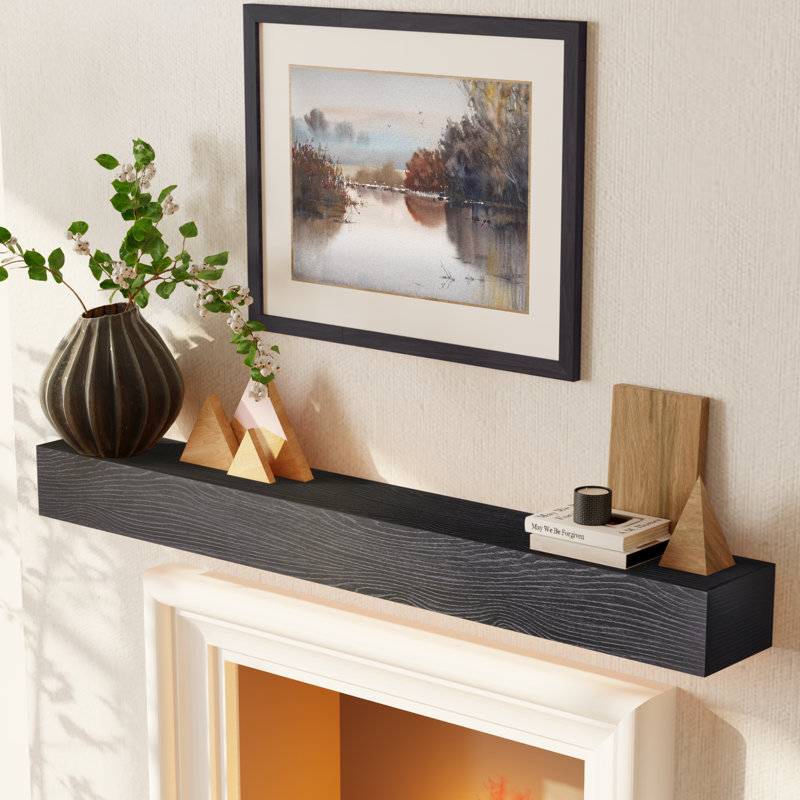 Tablette de manteau de cheminée flottante en bois Ettinger Modern Farmhouse - capacité de 100 lb, Espresso, 60"