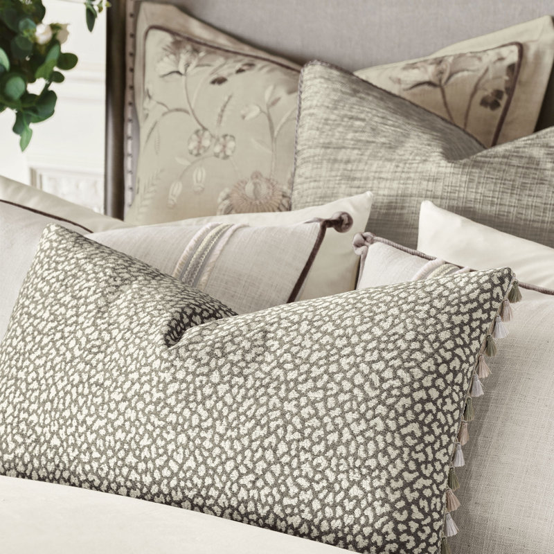 Rosecliff Pillow Cover & Insert, Gray/Cream Animal Print, Rectangle 15"H x 26"W