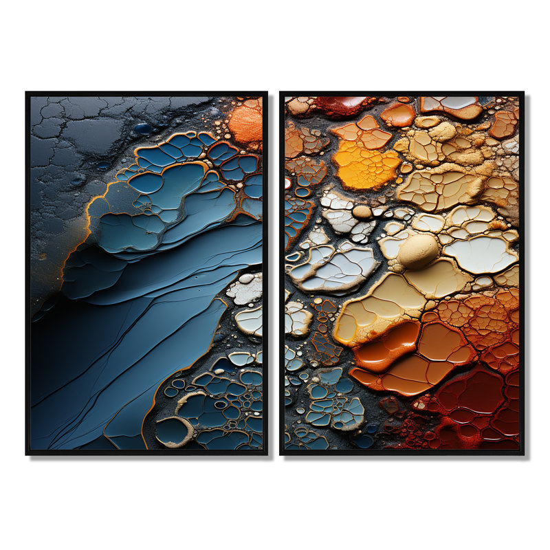 Mouvement fluide bleu et orange - impressions d'art bleues sur toile, H 36 po x l 48 po, Noir