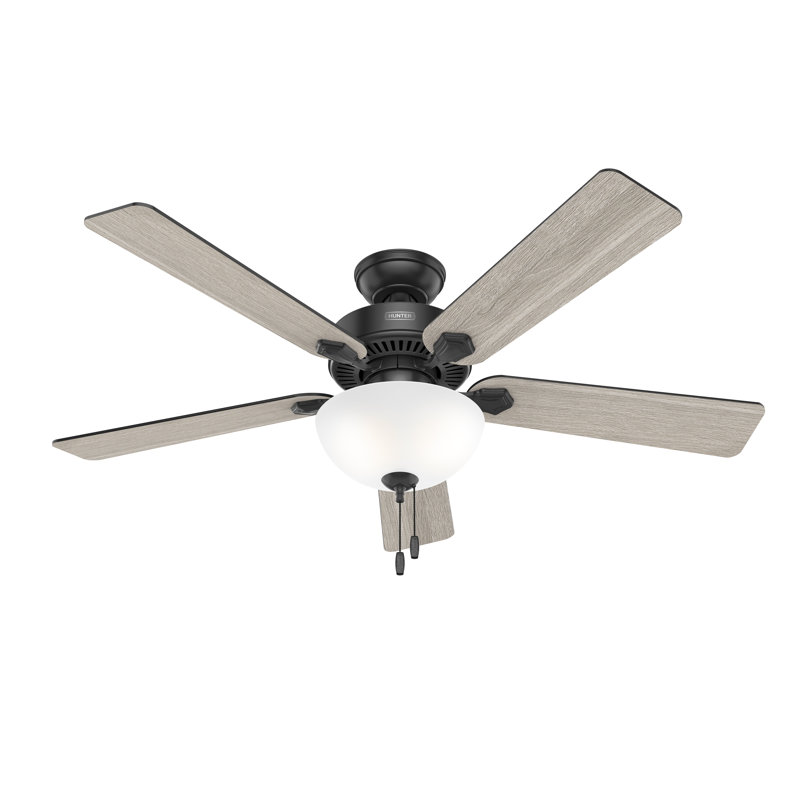 Swanson 52" 5 - Blade Standard Ceiling Fan with Lights and Pull Chain, Matte Black