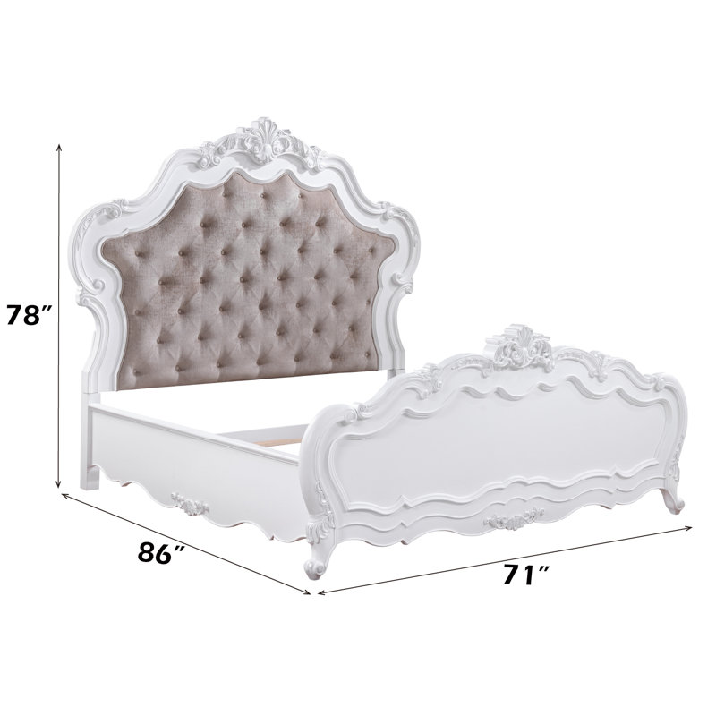 Latisha Button Tufted Bed in White