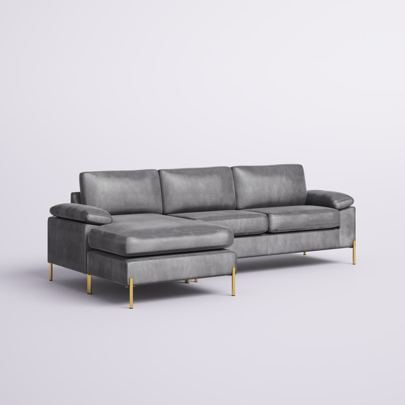 Fluery 101" Wide Velvet Reversible Sofa & Chaise, Gray Velvet