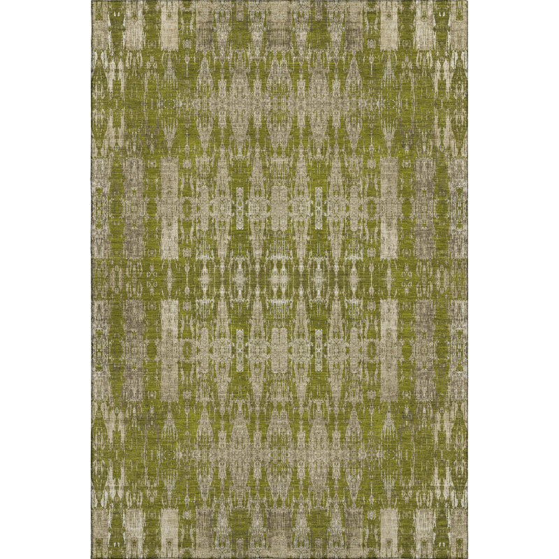 Premium Machine Washable Cerrito AMF580 Olive, Rectangle 5' x 7'6"