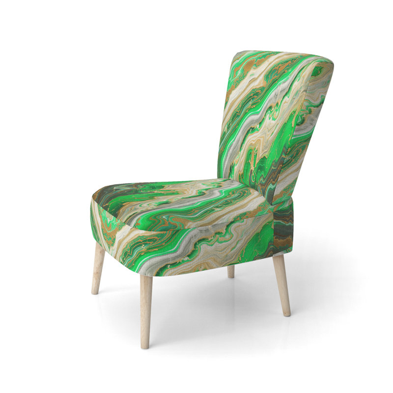 Chaise d'appoint rembourrée Mid-Century, Mélange de polyester vert