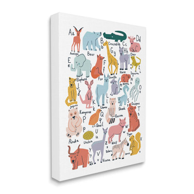 Tableaux alphabétiques variés, animaux, nature, peinture sur toile