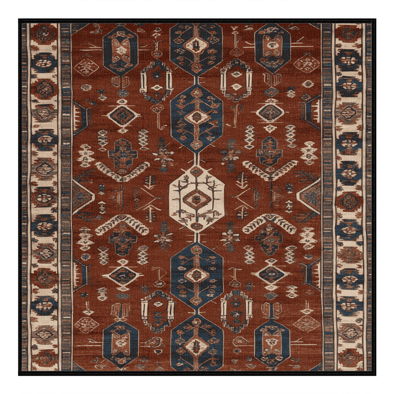 Tapis turc noir lavable à la machine, Carré 7 pi