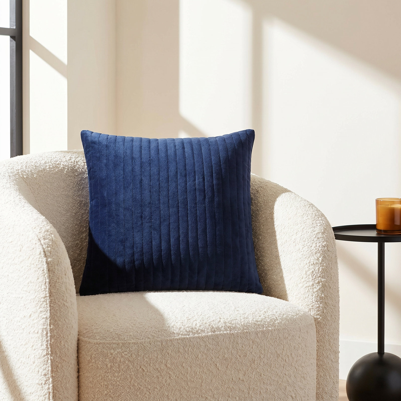 Beirne Throw Pillow, 18" x 18", Dark Blue, Down
