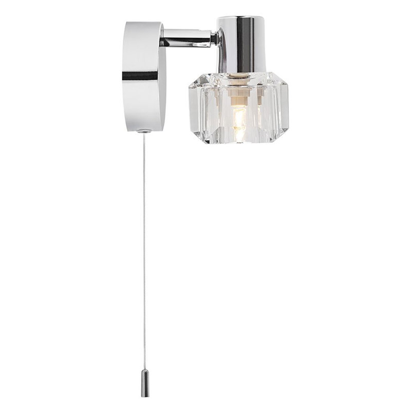 Mead Modern Wall Light with Chunky Ice Cube Shade, Polished Chrome