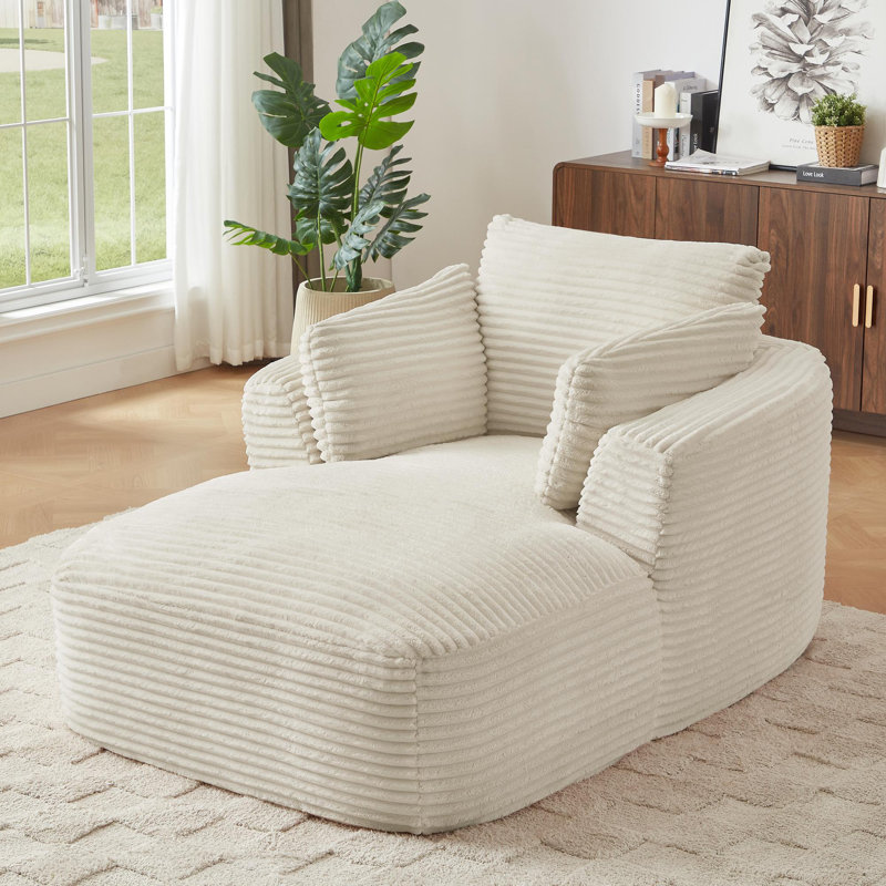 Très grand fauteuil inclinable en velours côtelé pour l'intérieur, Blanc