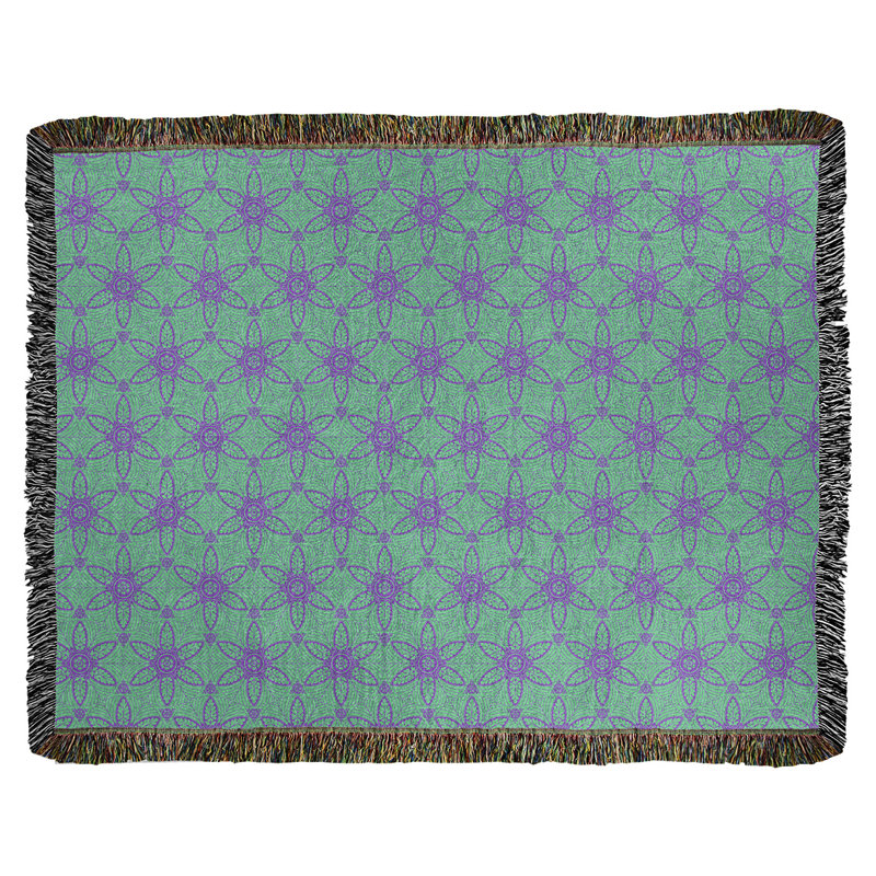 Couverture en coton tissé Katelyn Elizabeth, l 37 po x L 52 po, Vert / Mauve