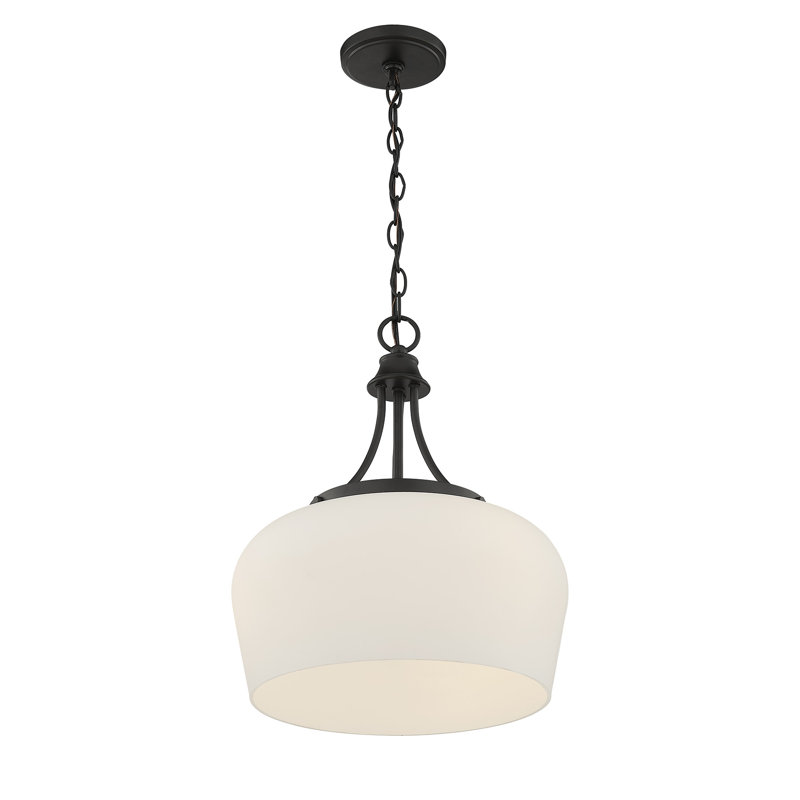 Luminaire suspendu en forme de dôme unique à 3 lumières Breena, Noir mat, Blanc