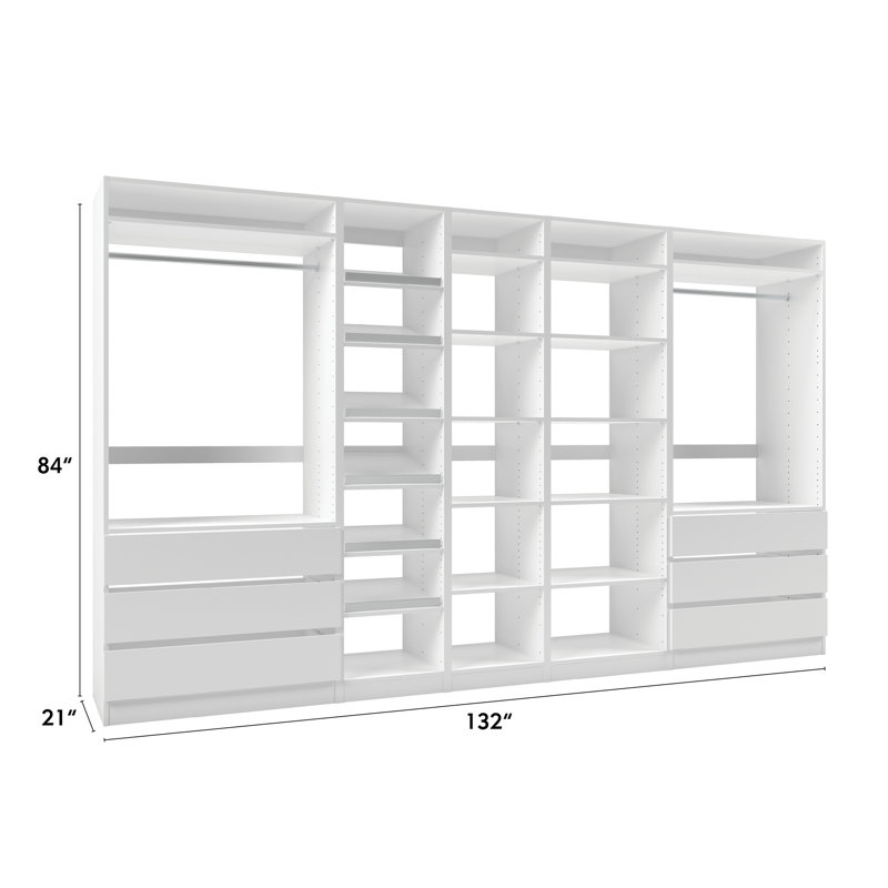 132" Closet System, White