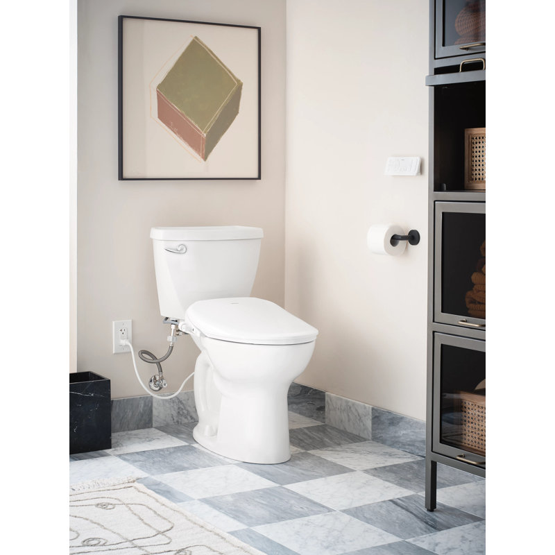 White Heated Electronic Bidet Seat with Remote and Dryer