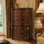 Commode haute Ruth avec incrustations de ronce, 7 tiroirs, bois brun acajou