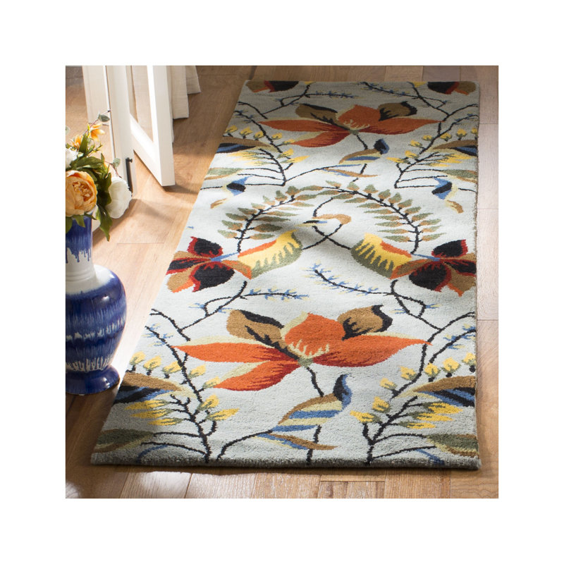 Avayah Soho Hand Tufted Wool And Viscose Floral Rug, Runner 2'6" x 8'