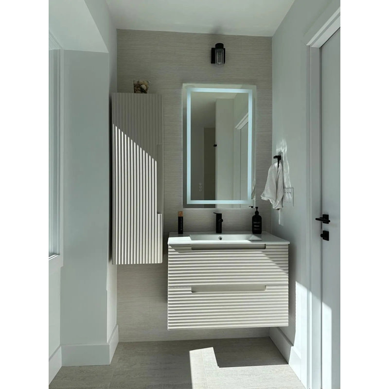 Moncler 24'' Single Bathroom Vanity with Ceramic Top, Beige