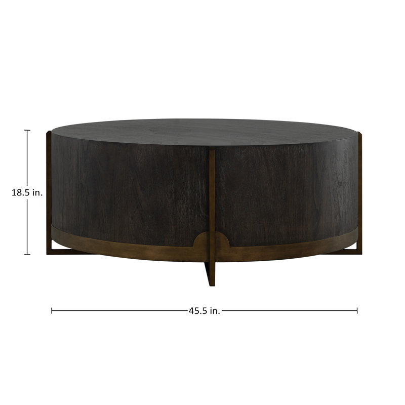 Clifton Drum Coffee Table, Black Top/Brown Base