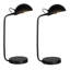 Ensemble de 2 lampes de table Kryo, cadre incurvé, abat-jour dôme pivotant, métal noir 24 po
