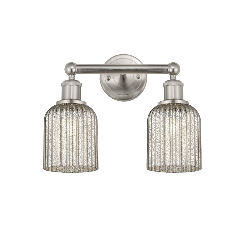 Edison Addeline 2 Light 14" Bath Vanity Light Shade, Brushed Satin Nickel, Metallic Gray