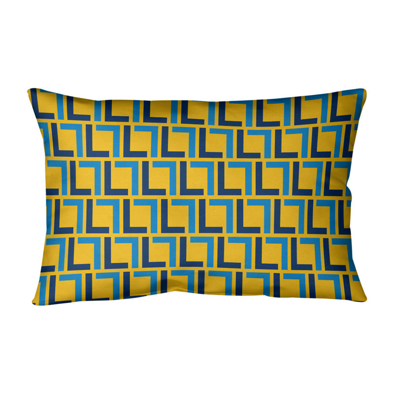 Housse de coussin rectangulaire Los Angeles, Simili daim, Bleu marine / bleu pastel / or