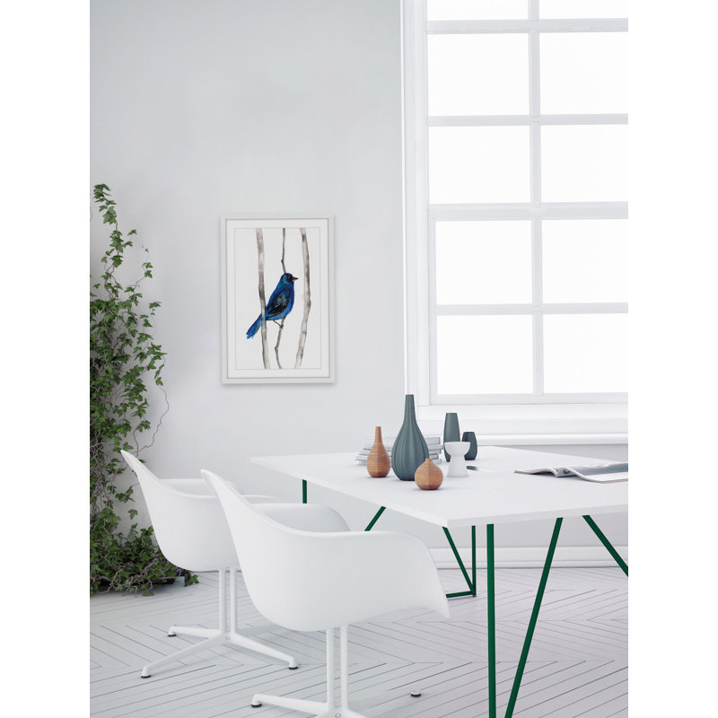 «Indigo Bunting» par Christine Lindstrom, reproduction d'art sur papier encadrée, H 24 po x l 16 po x P 1,5 po