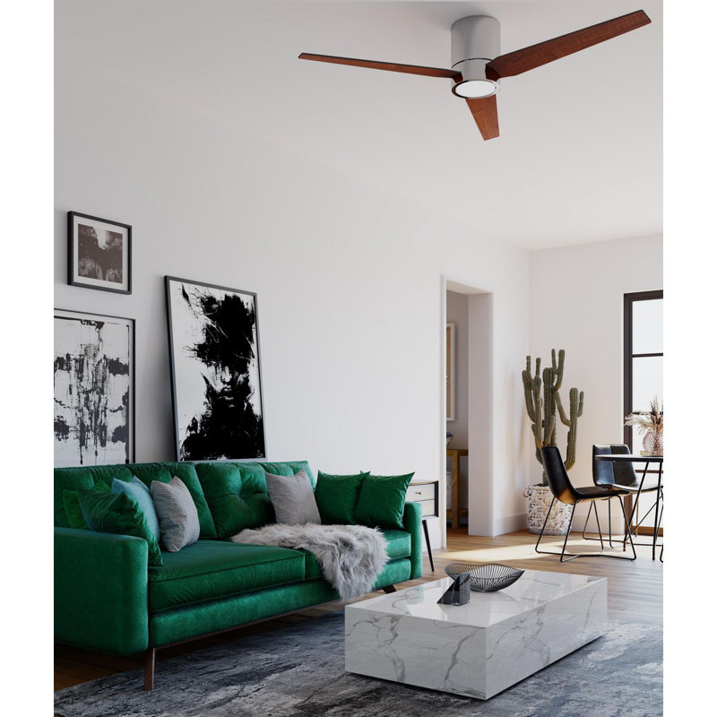 Goren 56'' Ceiling Fan with LED Lights, Polished Chrome with Black/Walnut Blades