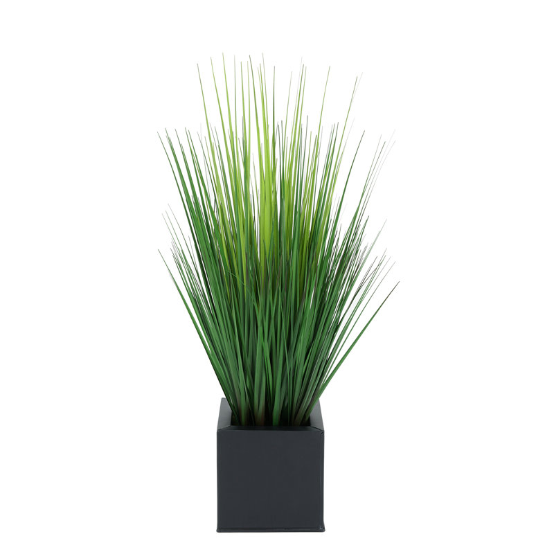 27'' Faux Reed Grass in Metal Pot, Black