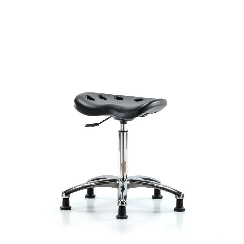 Tabouret de laboratoire à hauteur ajustable Tractor, Patins fixes, Noir, Chrome