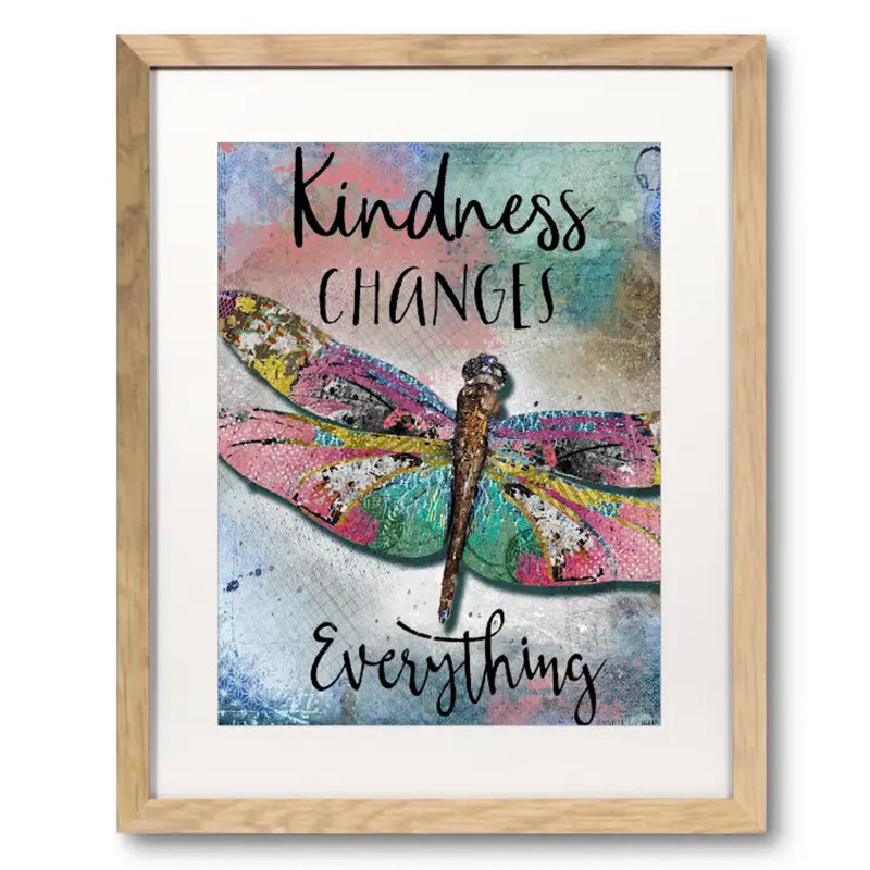 Kindness Changes Everything Print by Jennifer Lambein, 32" H x 26" W x 1.25" D, White, Natural Single Picture Framed Paper