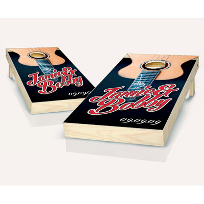 2' x 4' Custom Guitar Wedding Solid Wood Cornhole Set with Bags