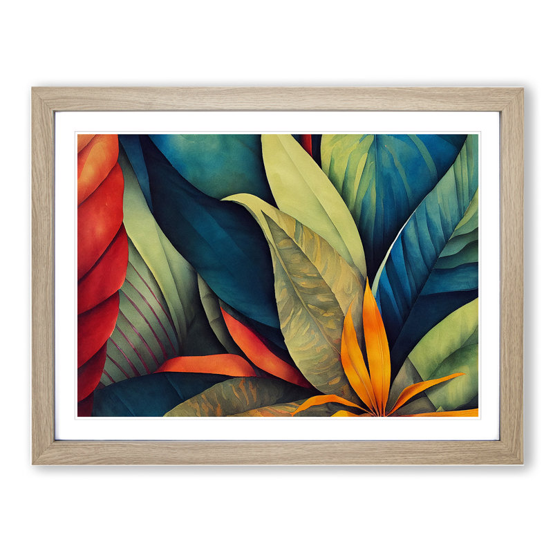 Jungle Flowers Vol.3 - Framed Print, 46cm H x 64cm W x 2cm D, Oak