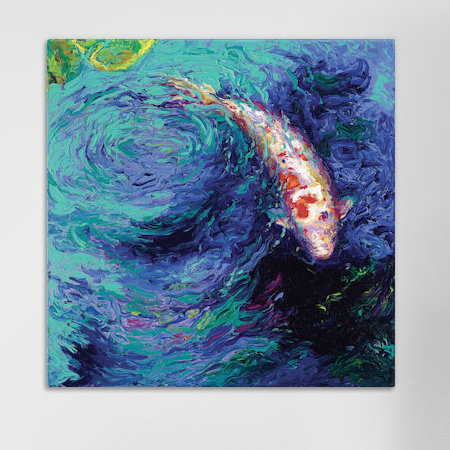 « jacaranda », reproduction d’art sur toile tendue, H 18 po x l 18 po x P 1,5 po, Toile avec cadre noir, Pas de tapis