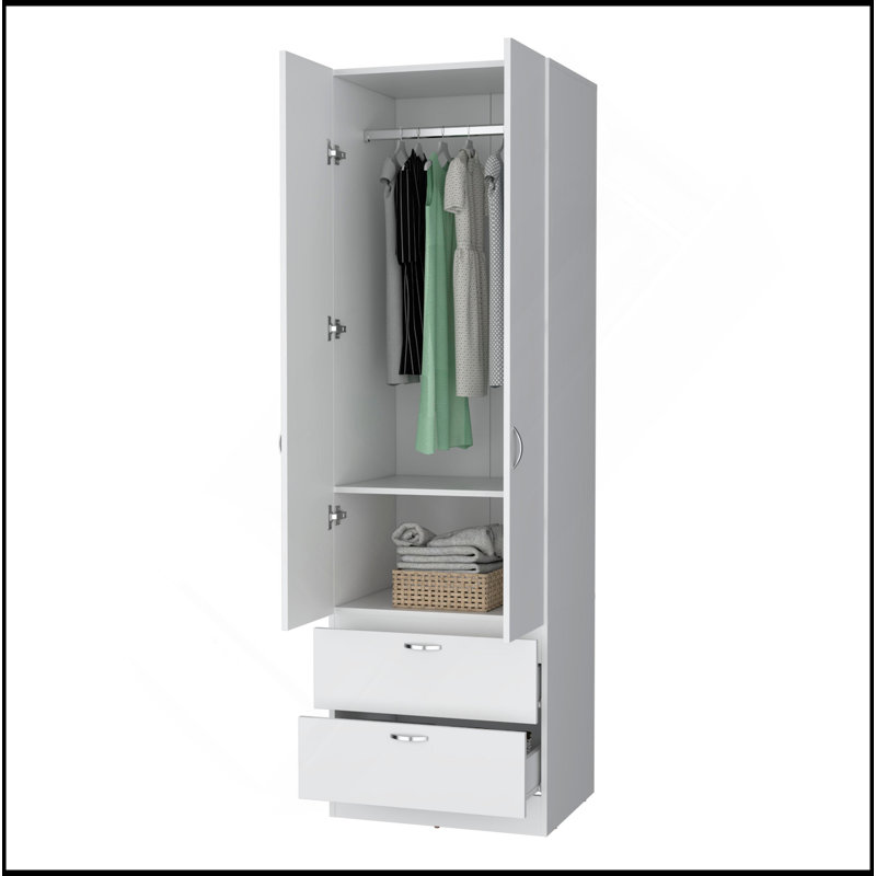 Garde-robe 2 tiroirs 2 portes, Blanc