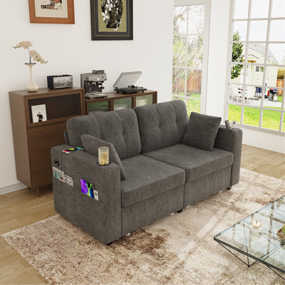 Sofas for Living Room, Couch Set,3 Seats Sofa, USB Charging,Wood Frame,Easy to Install,with Storage, Charging Station,Cup Holder,Modern Sectional Sofas for Living Room, Apartment,Chenille Fabric