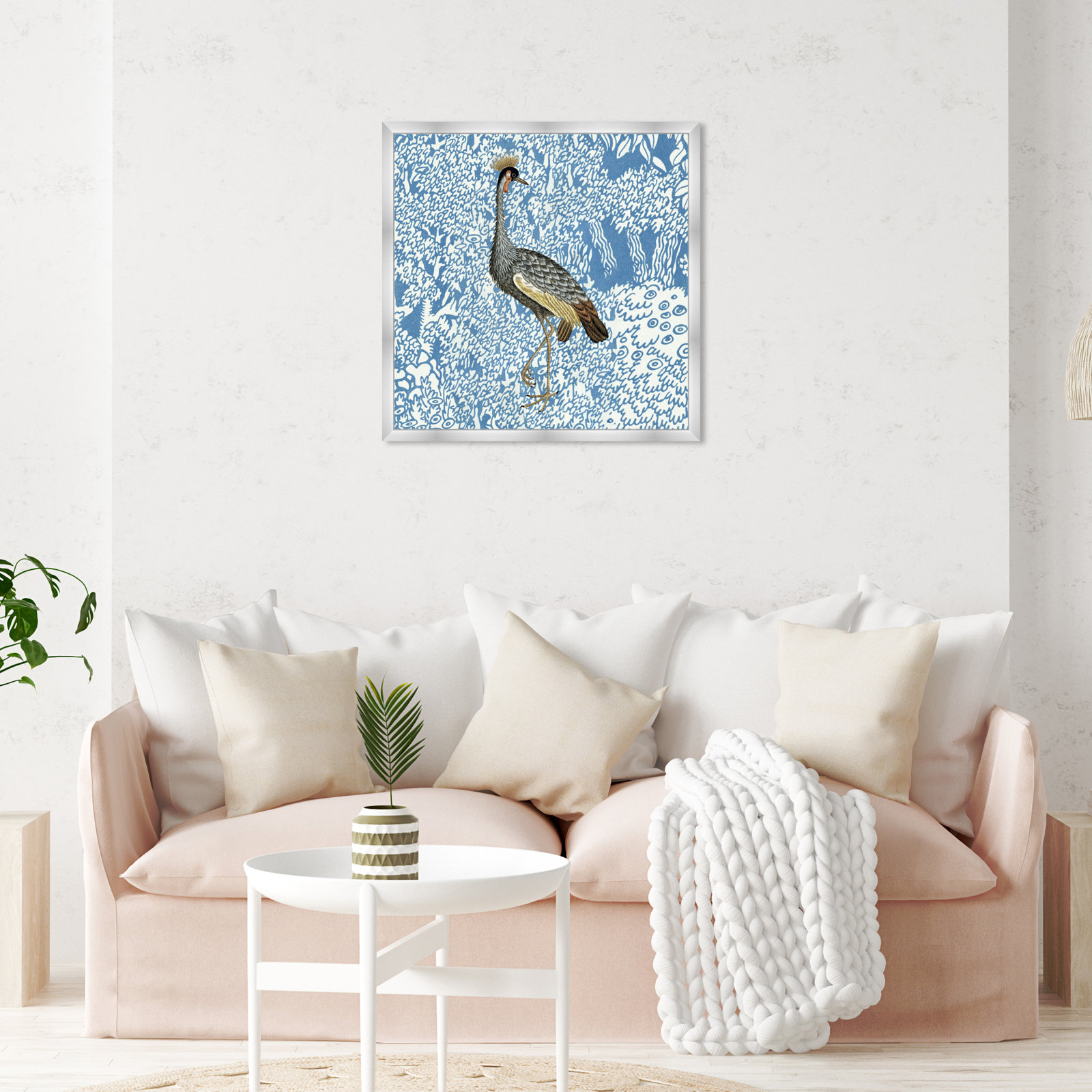 Bird Pose 2 by Oliver Gal, 32" H x 32" W x 0.5" D, Silver