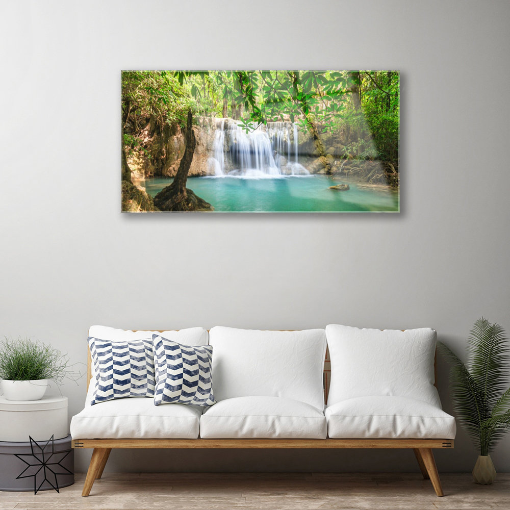Waterfall Lake Forest - Unframed Photograph on Glass